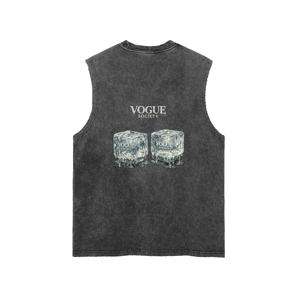 Snow Washed Frayed Hem Tank Top