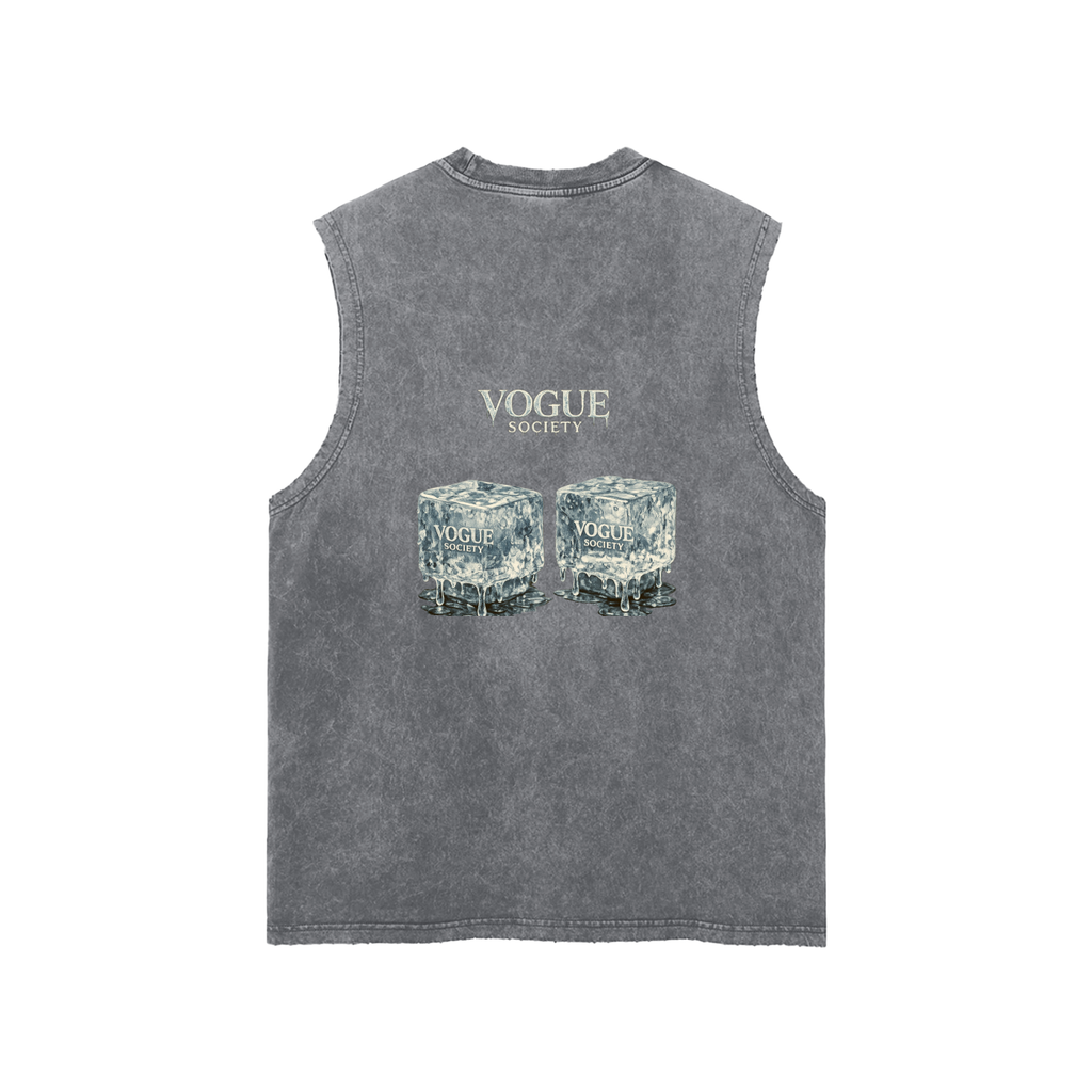 Snow Washed Frayed Hem Tank Top