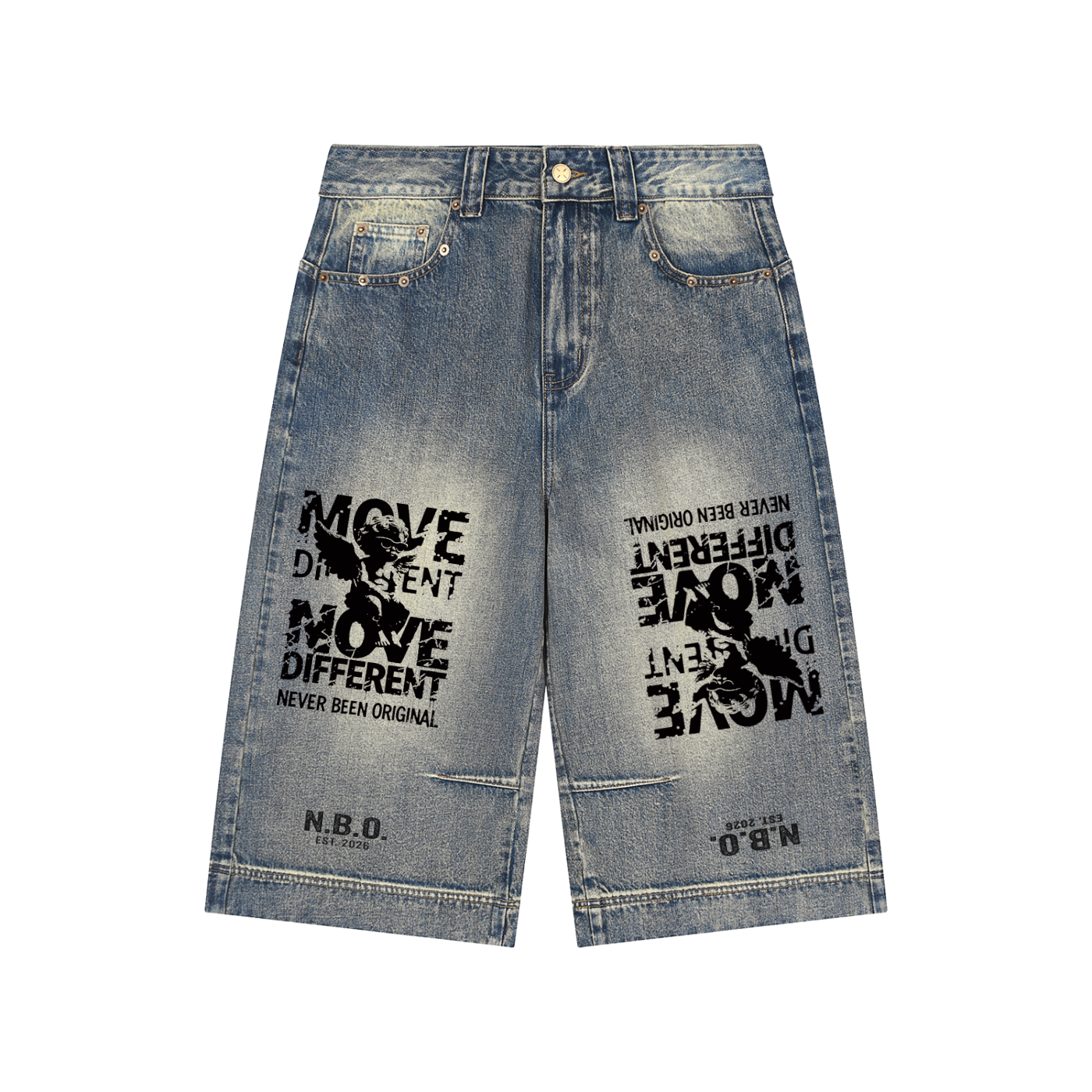 Vintage Wash Baggy Denim Shorts