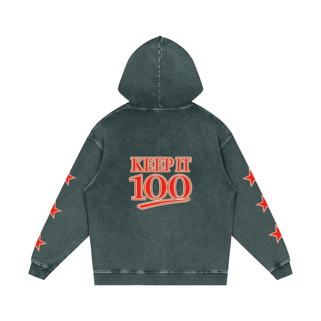 Snow Washed Loose Cotton Hoodie