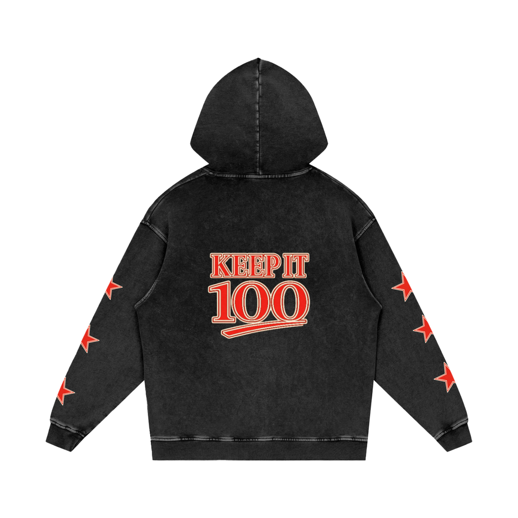 Snow Washed Loose Cotton Hoodie