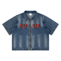 Unisex Vintage Washed Full-Zip Denim Shirt