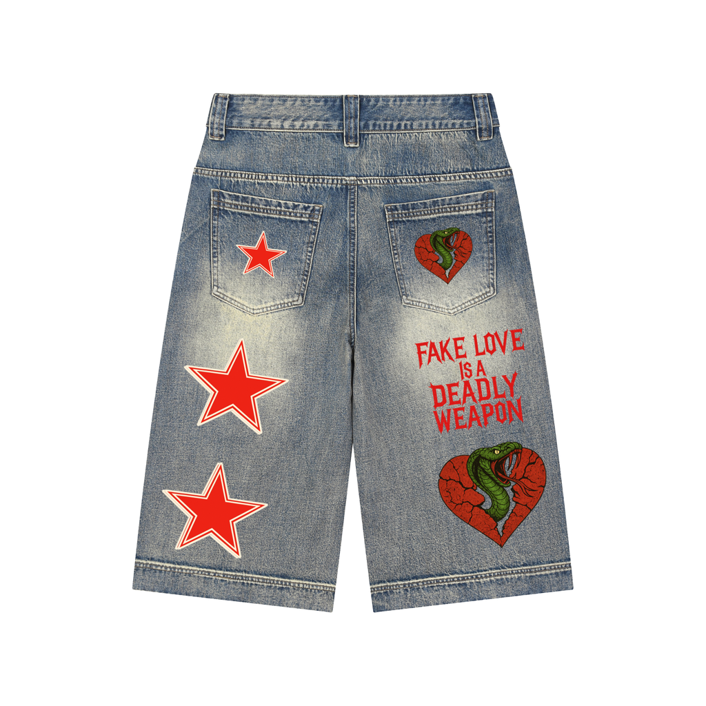 Vintage Wash Baggy Denim Shorts