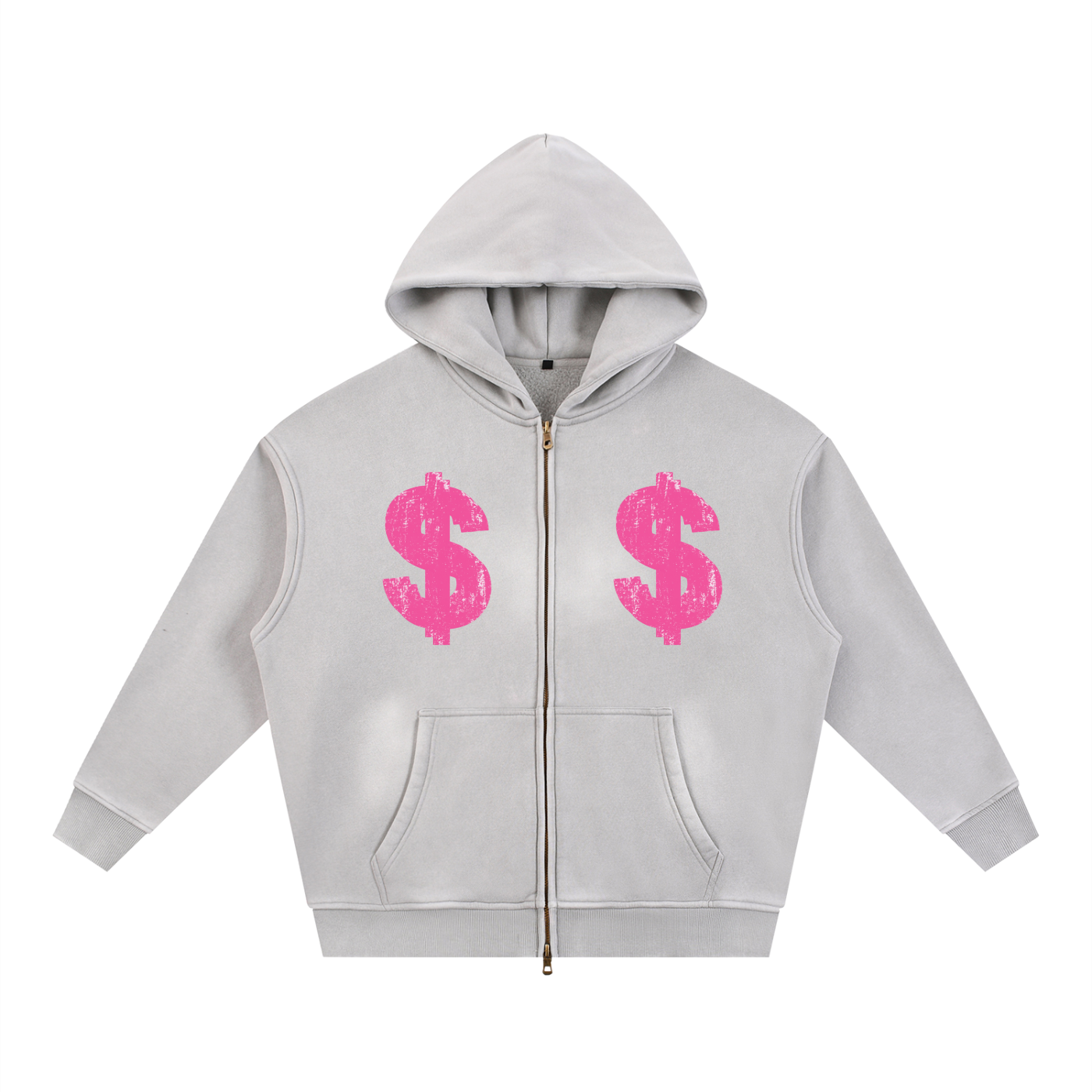 Sunfade Two-way Zipper Boxy Fleece Hoodie