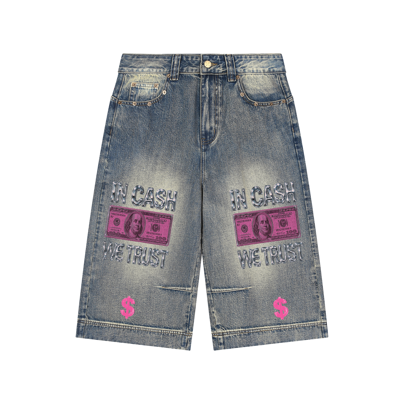 Vintage Wash Baggy Denim Shorts