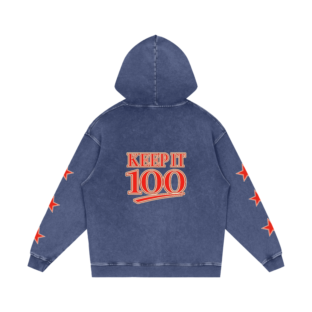 Snow Washed Loose Cotton Hoodie