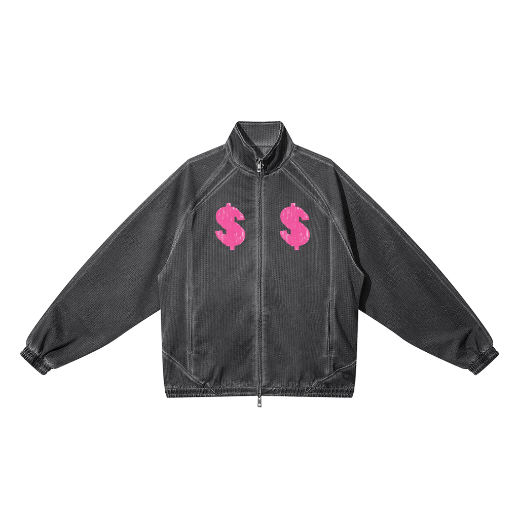 Unisex Vintage Wash Full Zip Mesh Jacket