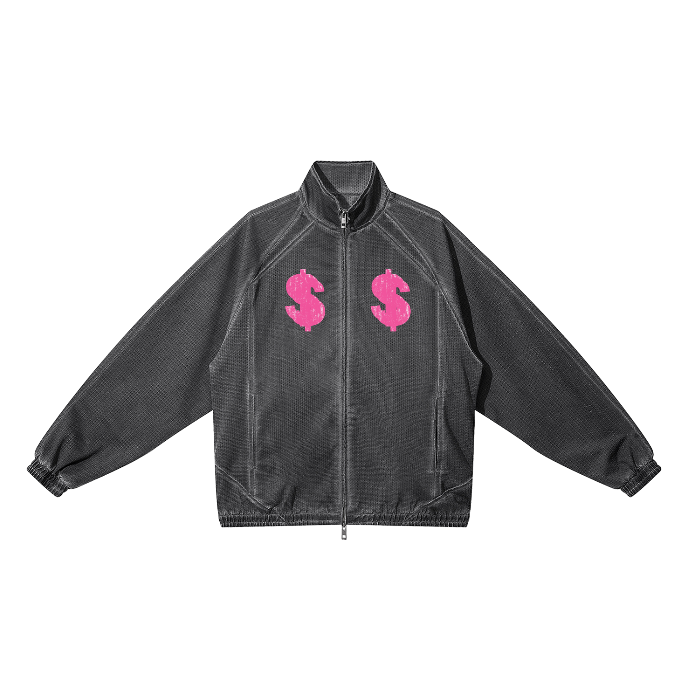 Unisex Vintage Wash Full Zip Mesh Jacket
