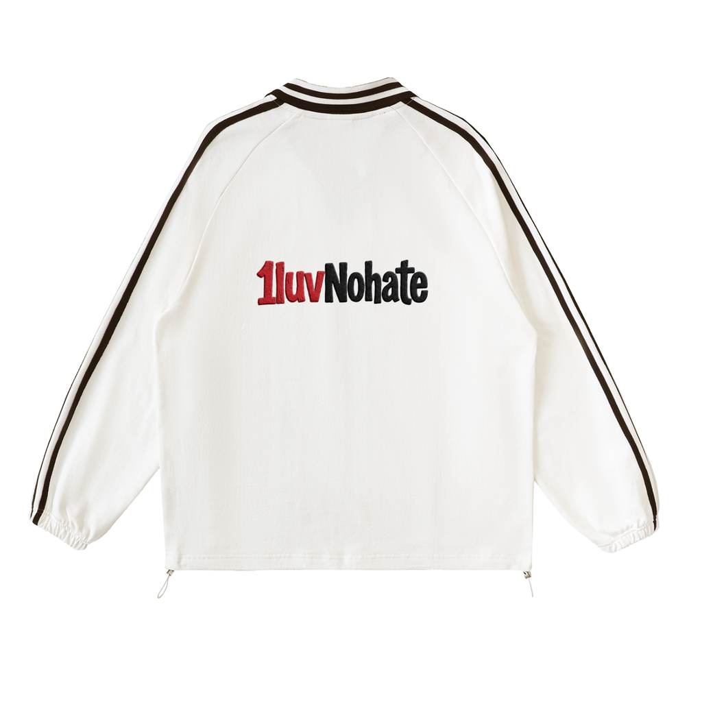 Contrast Striped Lapel Collar Sweatshirt